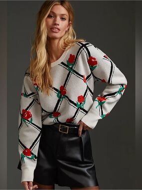 Anthropologie Maeve Camryn Cropped Crewneck Sweater - Size XSP